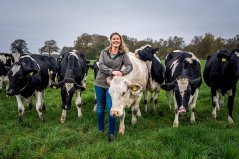 Melkveehouder Giske Warringa coördineert in het Drentse Nooitgedacht het Wageningse onderzoeksproject naar samenwerking tussen akkerbouwers en veehouders. 'Wij zeiden: kom maar onderzoek doen bij ons en wellicht leren wij van de vier andere PAVEx-gebieden (foto: Jaspar Moulijn) Melkveehouder Giske Warringa coördineert in het Drentse Nooitgedacht het Wageningse onderzoeksproject naar samenwerking tussen akkerbouwers en veehouders. 'Wij zeiden: kom maar onderzoek doen bij ons en wellicht leren wij van de vier andere PAVEx-gebieden (foto: Jaspar Moulijn)
