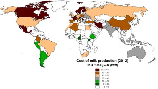 Kosten melkproductie verschillen aanzienlijk wereldwijd